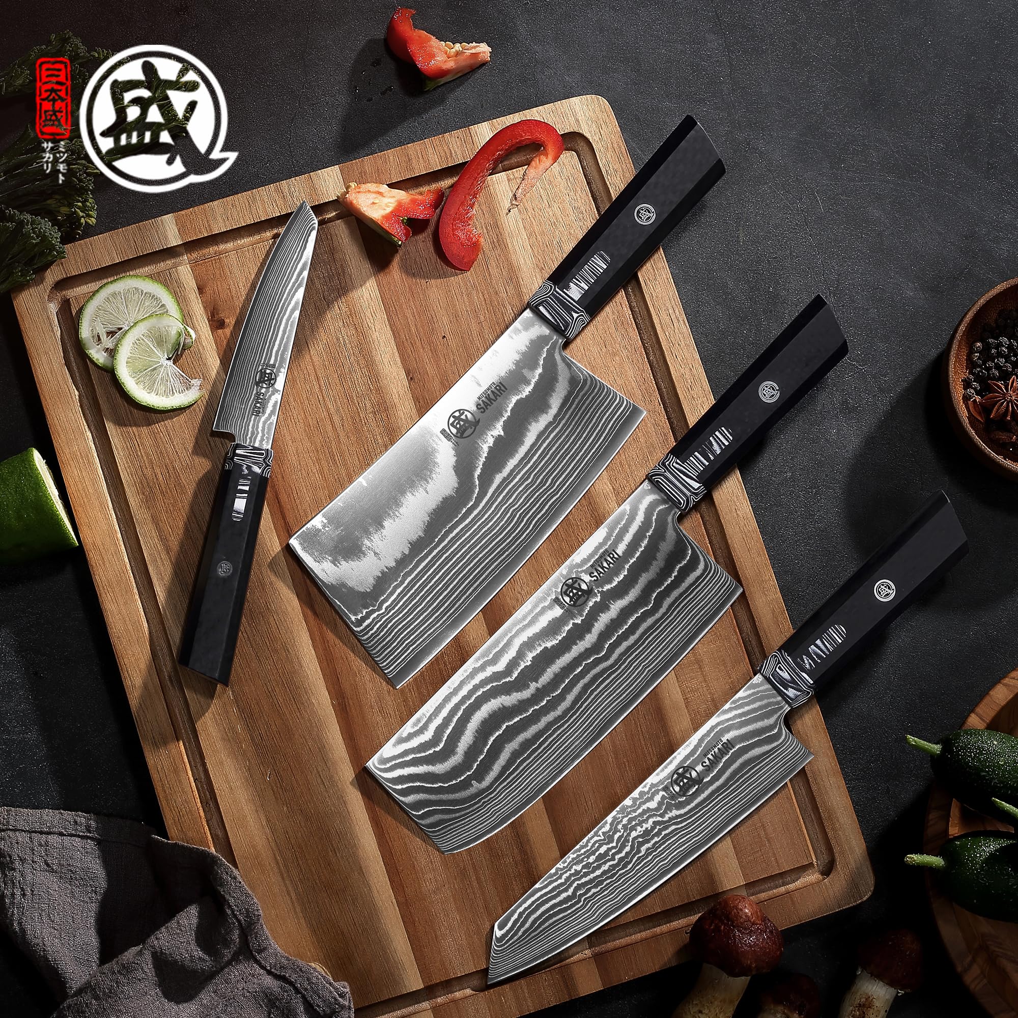 MITSUMOTO SAKARI 11 cm SG-PRO Schälmesser, Obstmesser im Japanischen Stil | Professionelles Damaszener Kochmesser, Schälmesser für Gemüse und Obst in der Küche, Ergonomischer G10-Griff
