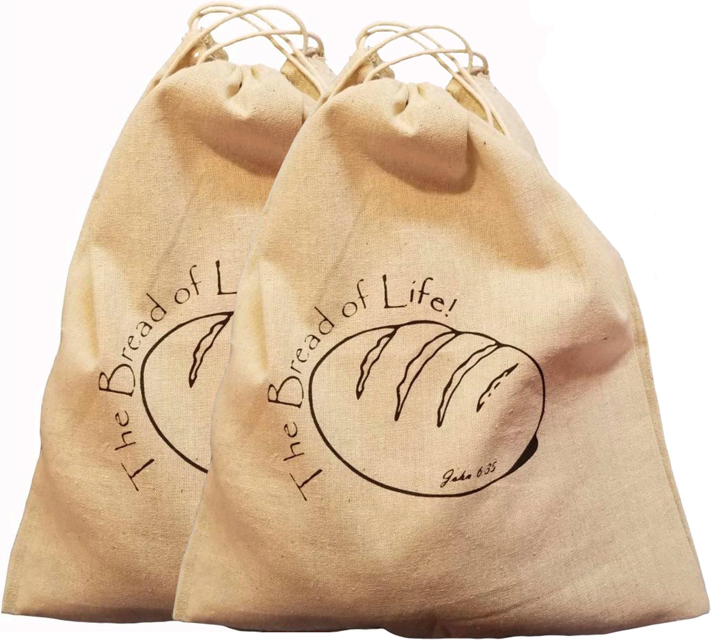 13X15 Natural Linen Bread Bag Set of 2 Bags