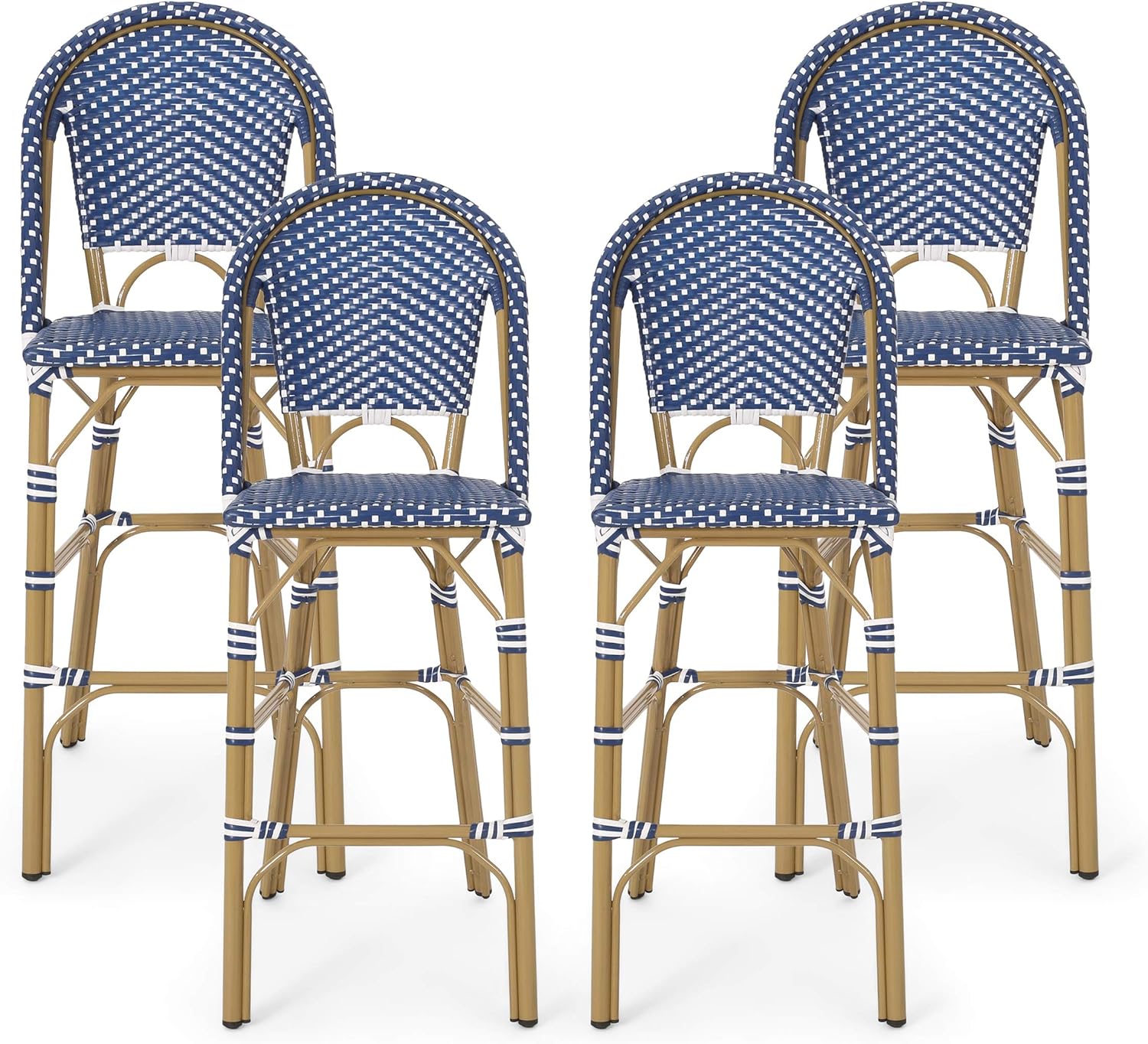 Christopher Knight Home 314451 Kinner Outdoor Barstool, Dark Teal + White + Bamboo Print Finish