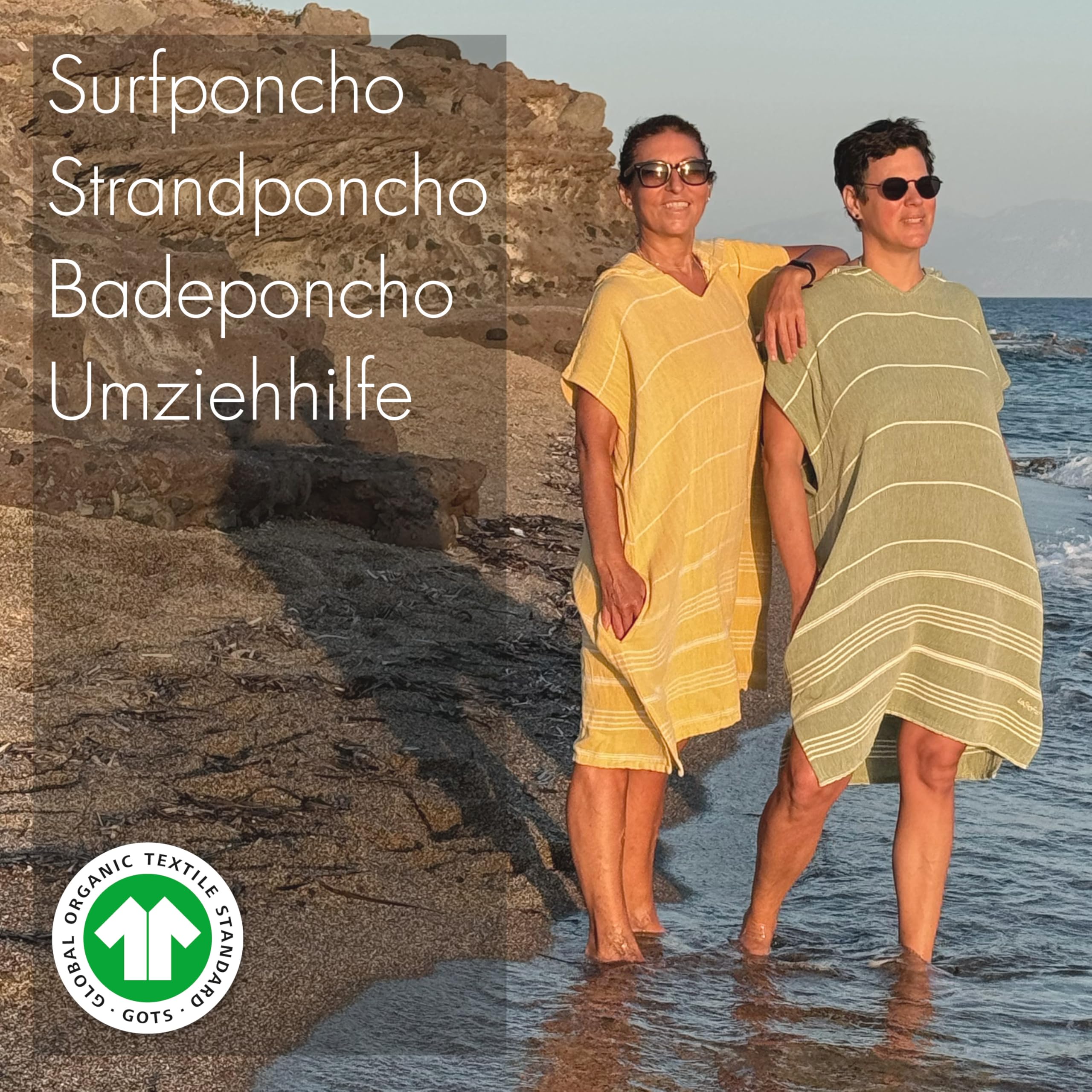 LeStoff Badeponcho - 50% Bio-Baumwolle 50% Hanf - Leicht, Saugstark, Schnelltrocknend, Bio, Strandponcho mit Kapuze, Handtuchponcho, Surf Poncho, Handtuchkleid, Duschponcho, Umziehponcho
