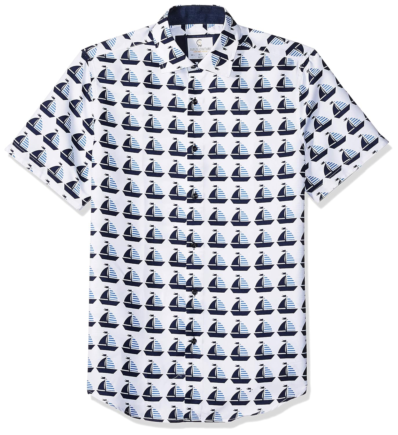 Azaro Uomo Mens Short Sleeve Button Down Shirt Casual Dress Loud Slim Fit