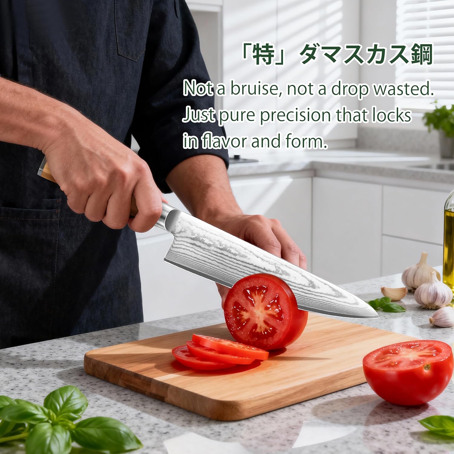 Damascus Chef Knife, 8 Inch Damascus Japanese Chef's Knife with VG10 High Carbon Steel, Professional Kitchen Knife with Olive Wood Handle & Gift Box, Sharp Cooking Knives for Home Kitchen Gift Idea