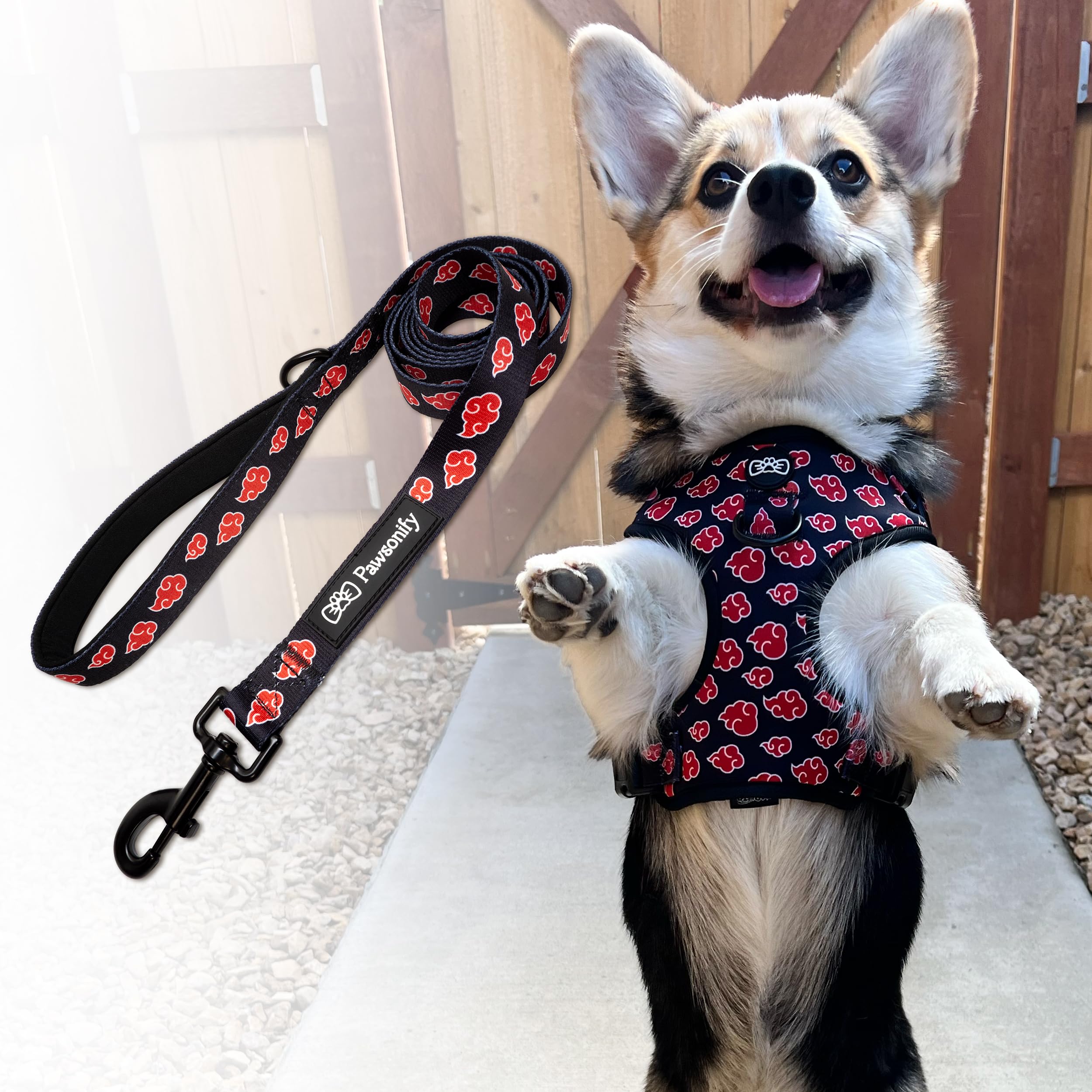 Akatsuki Dog Leash for Small Dogs, Medium, Large Dogs Heavy Duty Extra Strong Dog Lead for All Breeds/Sizes, Officially Licensed Black & Red Akatsuki Cloak Inspired 6ft Long Leash for Dogs -Med