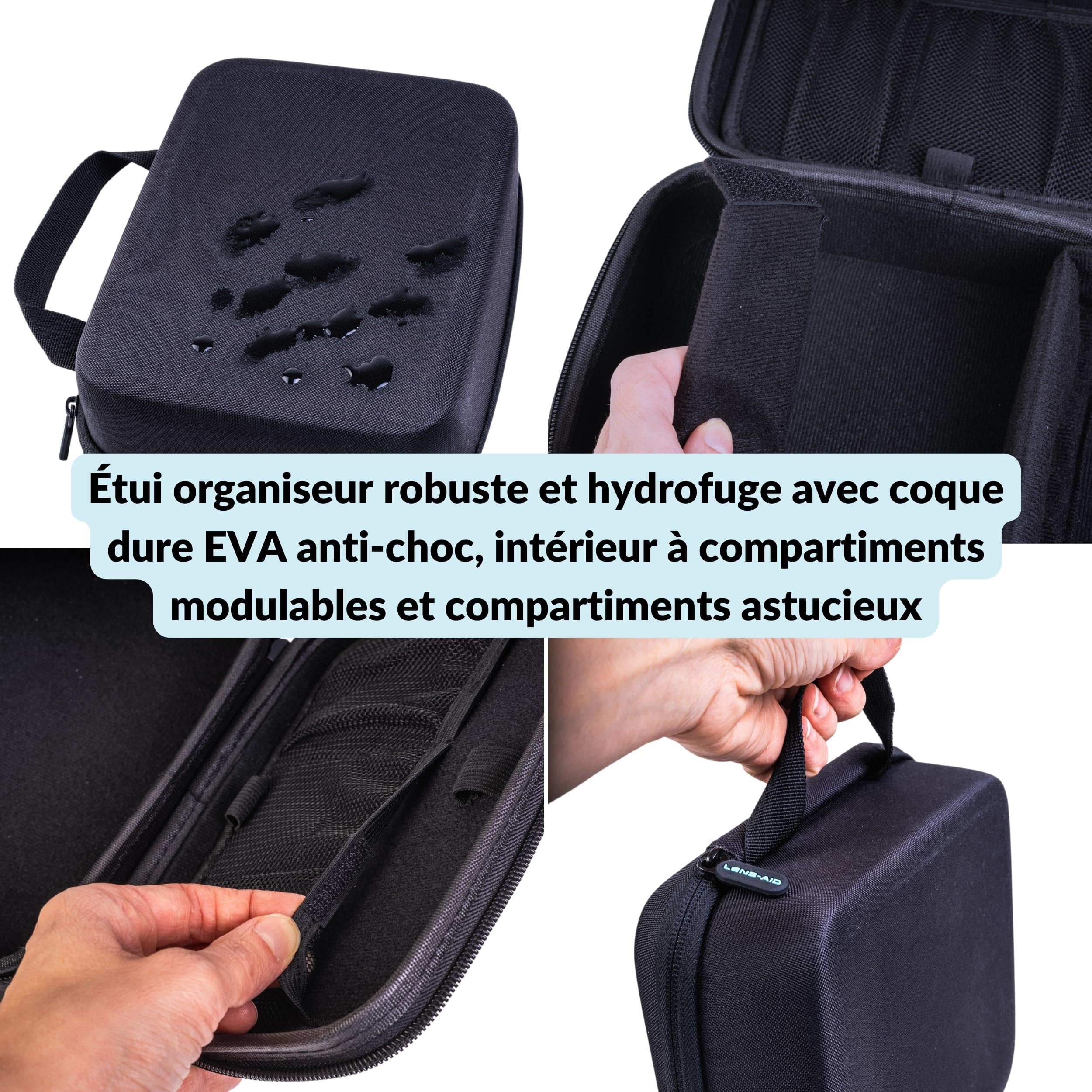LENS-AID Étui de Rangement pour appareils Photo et Accessoires Techniques, Noir, m, Étui Rigide pour Le Rangement en Voyage