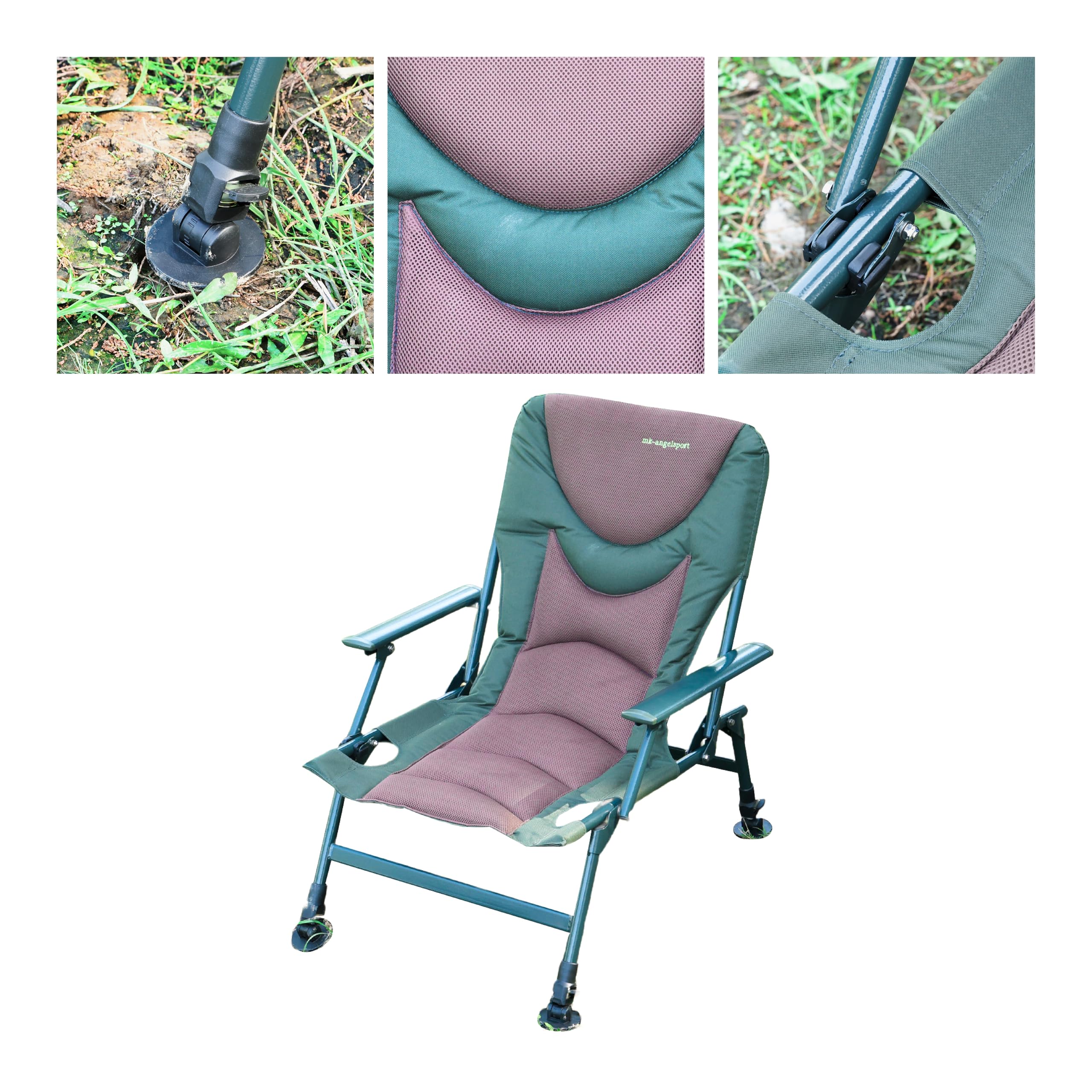 MK-Angelsport 5 Seasons Pro Carpchair – Komfortabler Angelstuhl, Karpfenstuhl, belastbar bis 130 kg, extra gepolstert, klappbar & höhenverstellbar, ideal für Karpfenangler & Outdoor-Camping