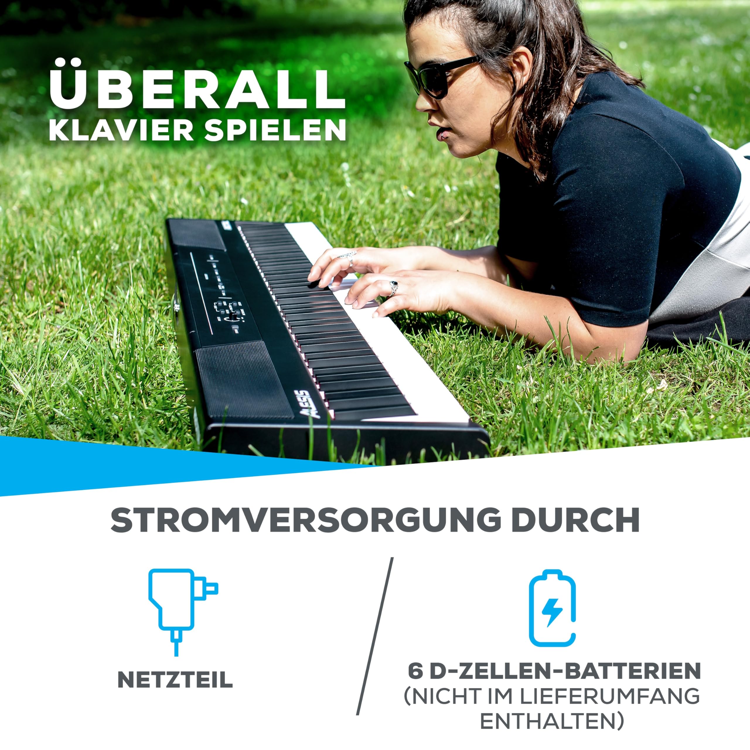 Alesis Recital - E Piano 88 Tasten für Einsteiger mit Halbgewichteten Volle Größe Klavier, Lautsprechern, Fünf Premium-Stimmen, Kopfhörerausgang, Klavier Lektionen-Abo