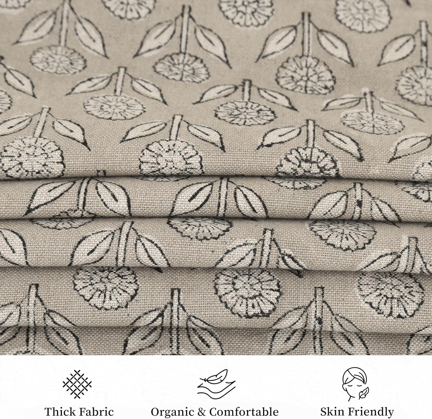 Hand-Block Printed, Artisan-Made Neutral Accent Throw Pillow Covers- 100% Cotton Cushion for Sofa, Bed, Chair, Home Decor, Boho, Indoor - Adeline (Muslin Beige, 20" x 20")