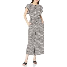 Max Studio Womens Crepe Flutter Sleeve Jumpsuit
