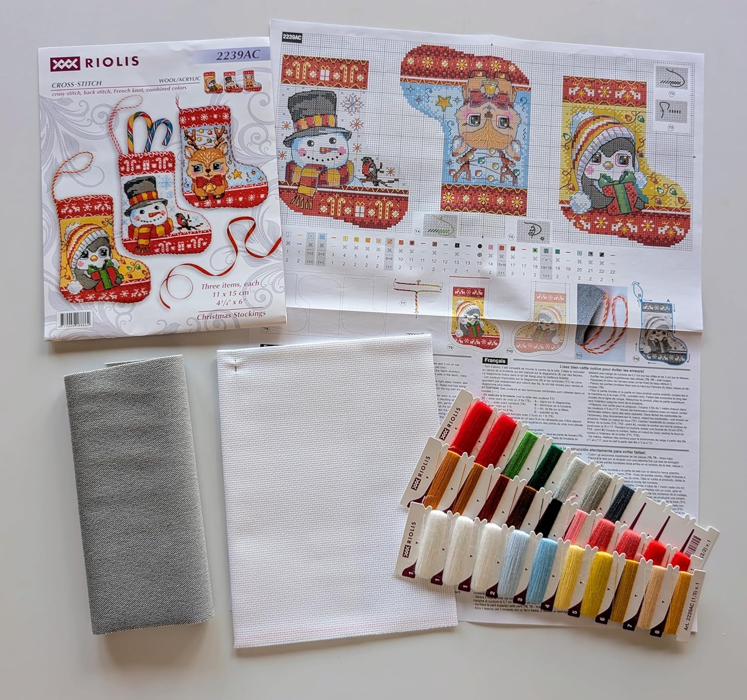 RIOLIS - Christmas Stockings 2239AC, Cross Stitch Kit 4¼"x6, Cross Stitch Kits for Beginners & Advanced, Cross Stitch Kits for Adults, Counted Stitching Kits, Embroidery Kit Christmas