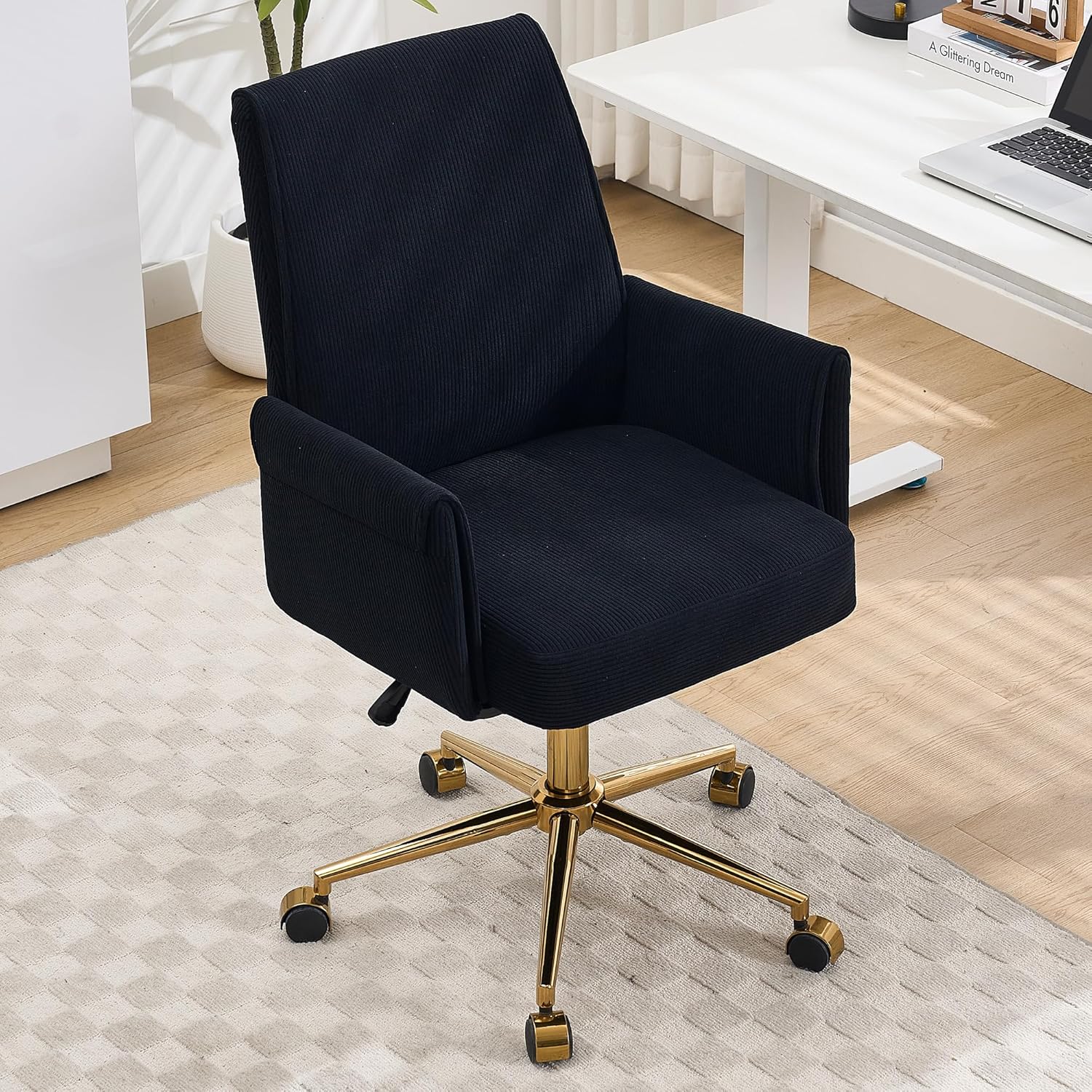 Striped Velvet Office Chair, 360° Swivel Ergonomic Togo Ubuy
