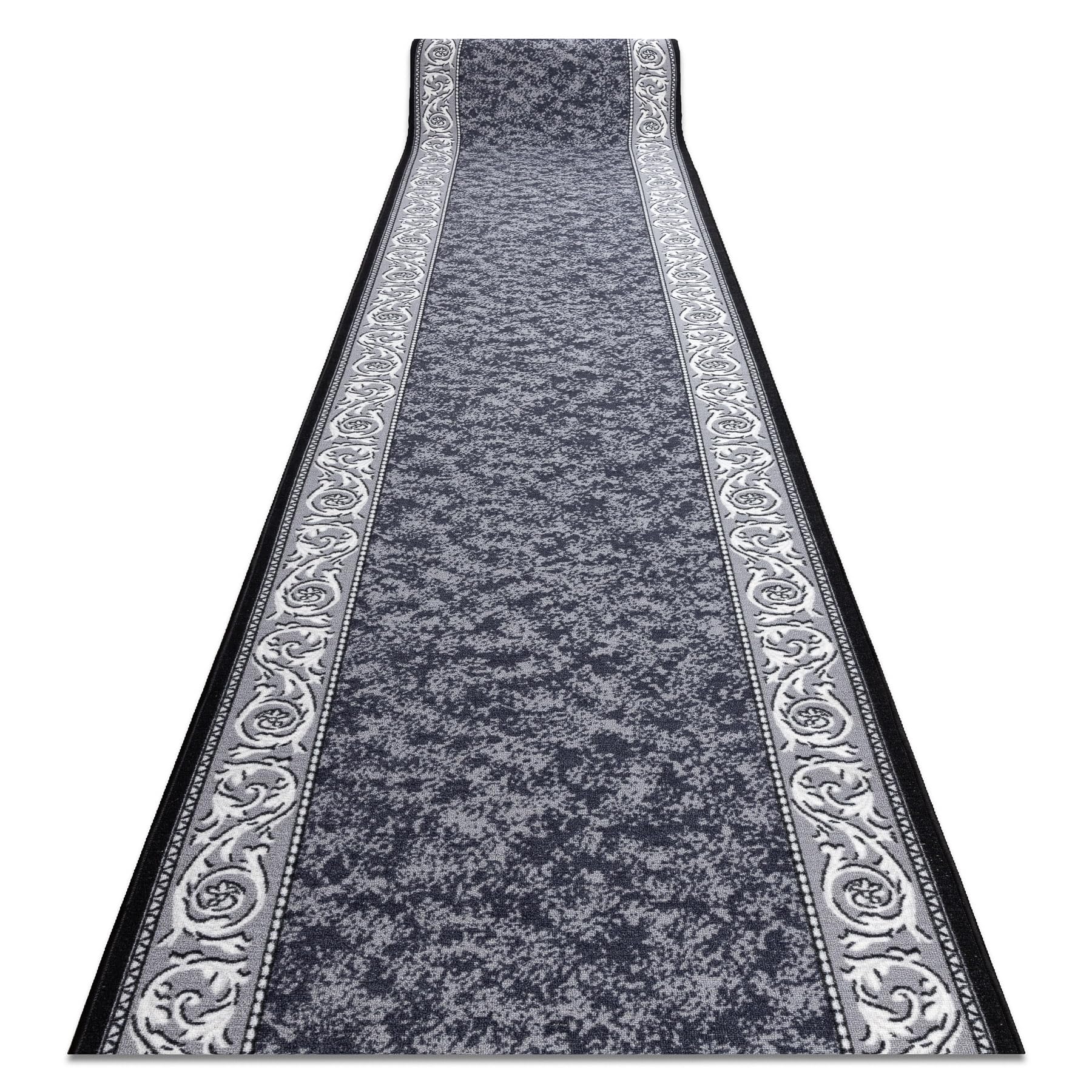 rugsx Läufer Antirutsch Romantic Ornament, Teppichläufer, Flur, Schlafzimmer, Wohnzimmer, Meterware, rutschfest, grau 120x500 cm