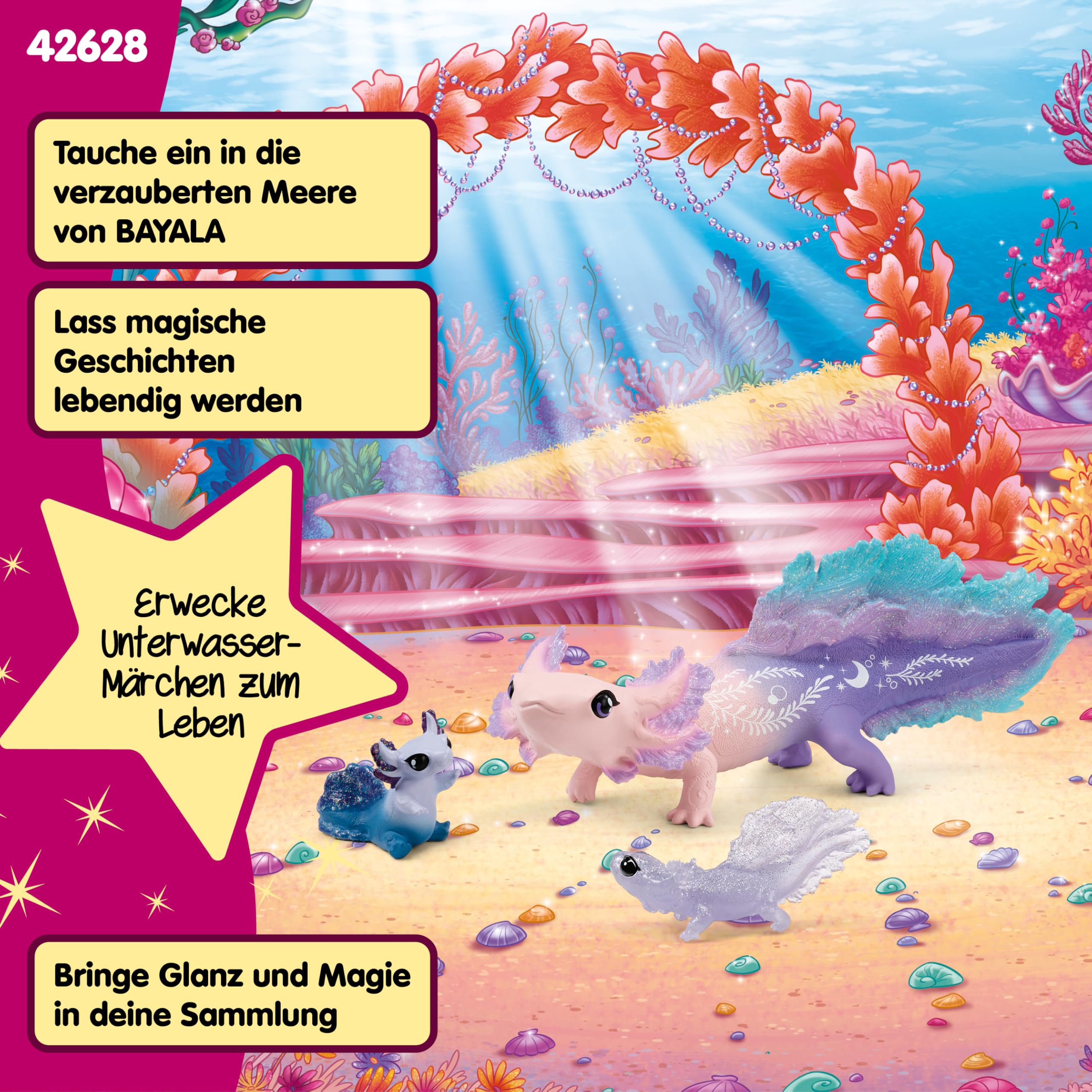 schleich BAYALA | Axolotl Mama und Babys 42628 | detailgetreue Figuren | tolles Geschenk für Mädchen und Jungen | wunderschöne Sammelfiguren | Spielfigur ab 5 Jahren | Set aus 3 Teilen