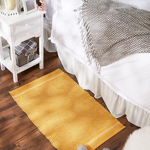 Miniatura 5 de DII Hilo reciclado abigarrado Modern Edge Stripe, 2x3', oro miel