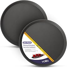 volila Black Round Tray - 28 cm (Pack of 2) Rubberised Non-Slip Serving Tray for Food and Drinks - Dishwasher Safe Round Serving Tray for Parties, Home, Bars & Restaurants