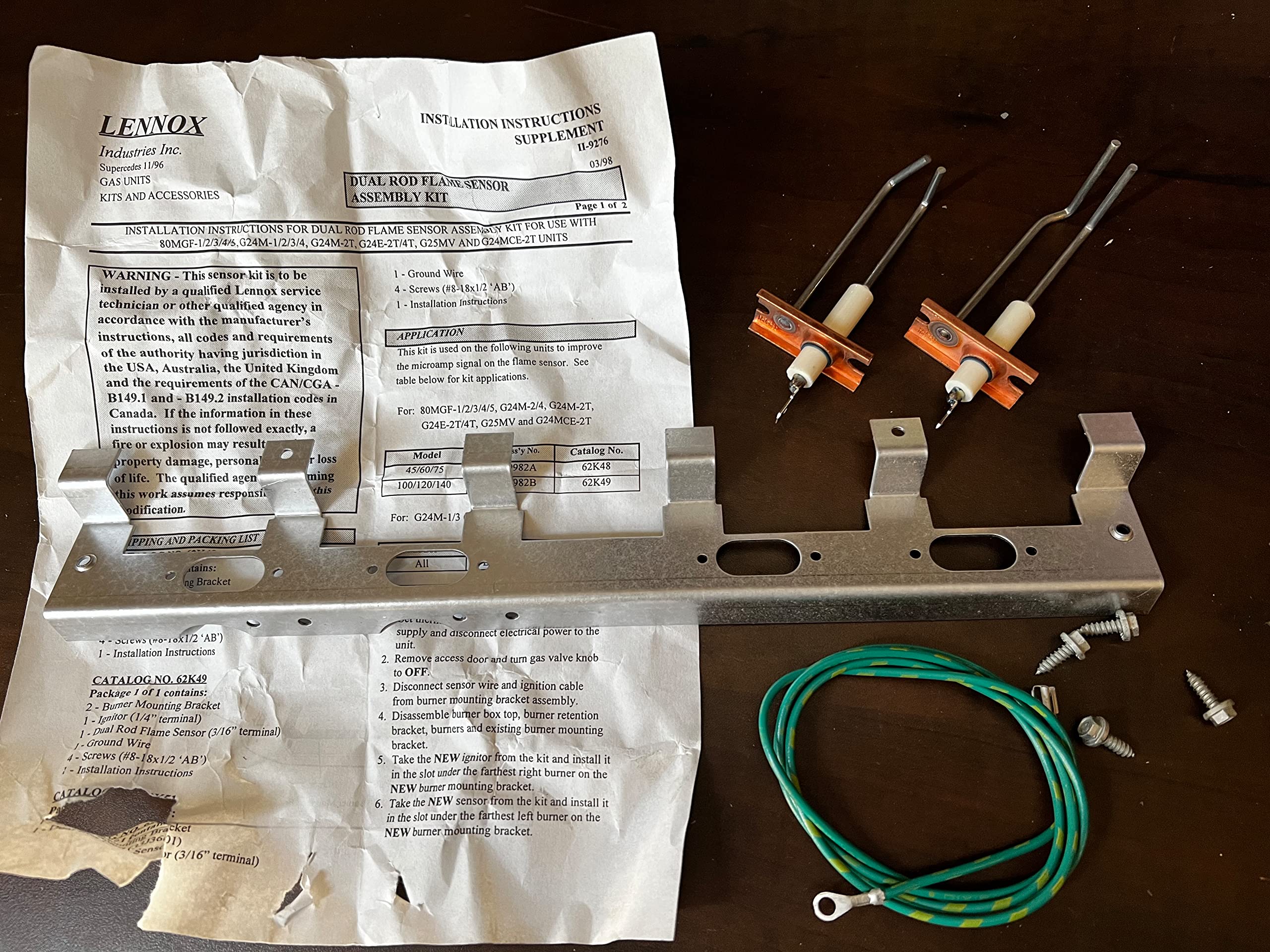 Amazon.com: Lennox Armstrong Ducane Furnace Flame Sensor Rod Kit 62K49  62K48 LB-79982A : Everything Else