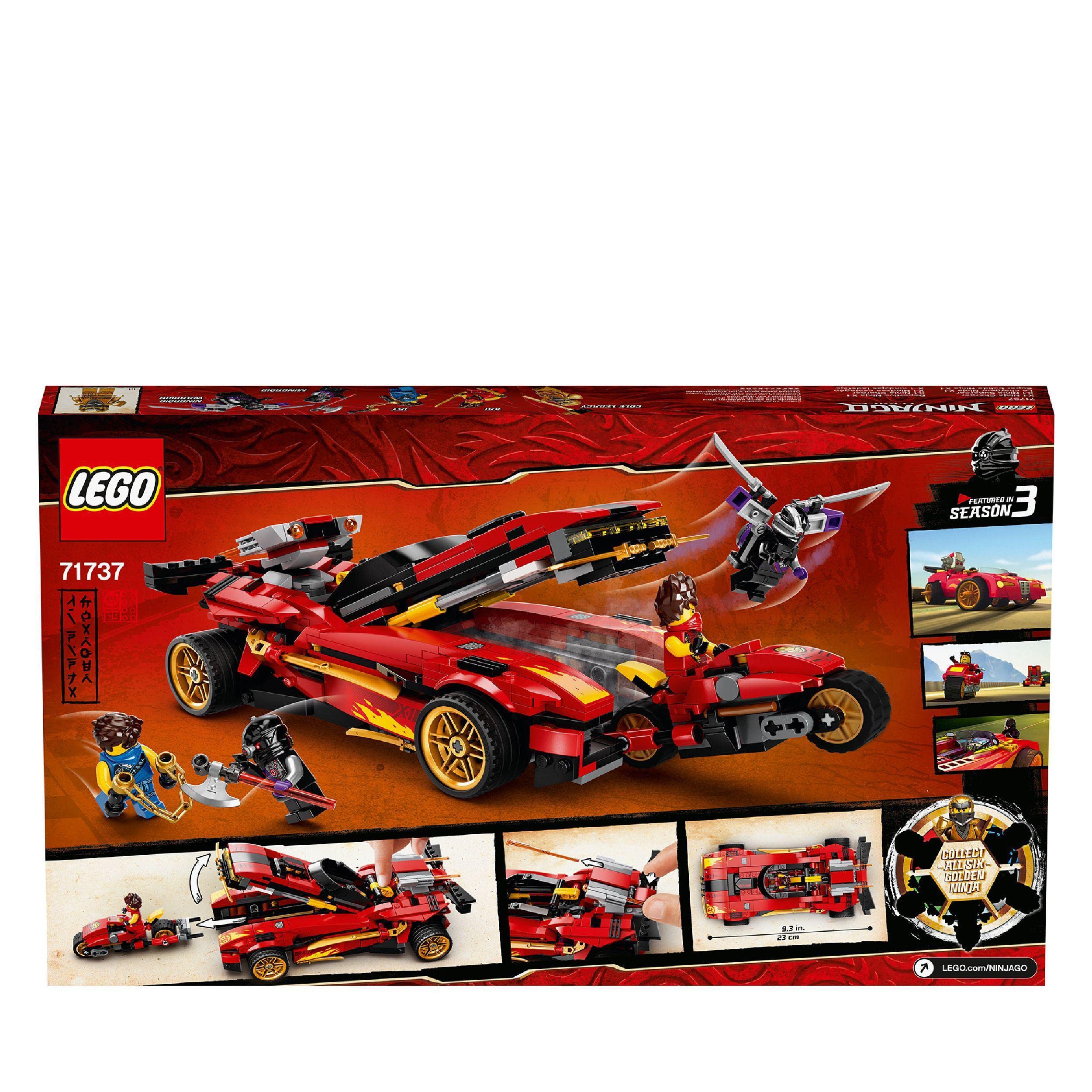 LEGO 71737 NINJAGO Legacy X-1 Ninja Superauto und Motorrad mit Cole als goldene Minifigur