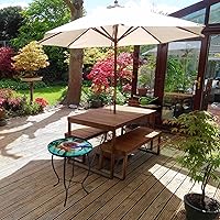 Vista 2 de Mesa auxiliar para exteriores, con libélula redonda, pequeña, para patio, jardín, sala de estar, bistró, balcón o césped