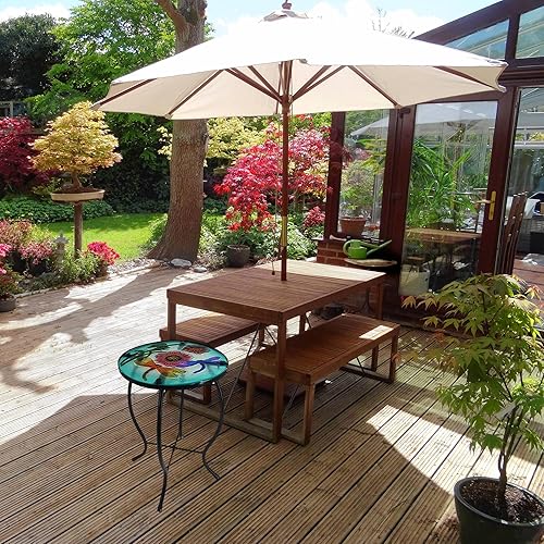 Miniatura 2 de Mesa auxiliar para exteriores, con libélula redonda, pequeña, para patio, jardín, sala de estar, bistró, balcón o césped