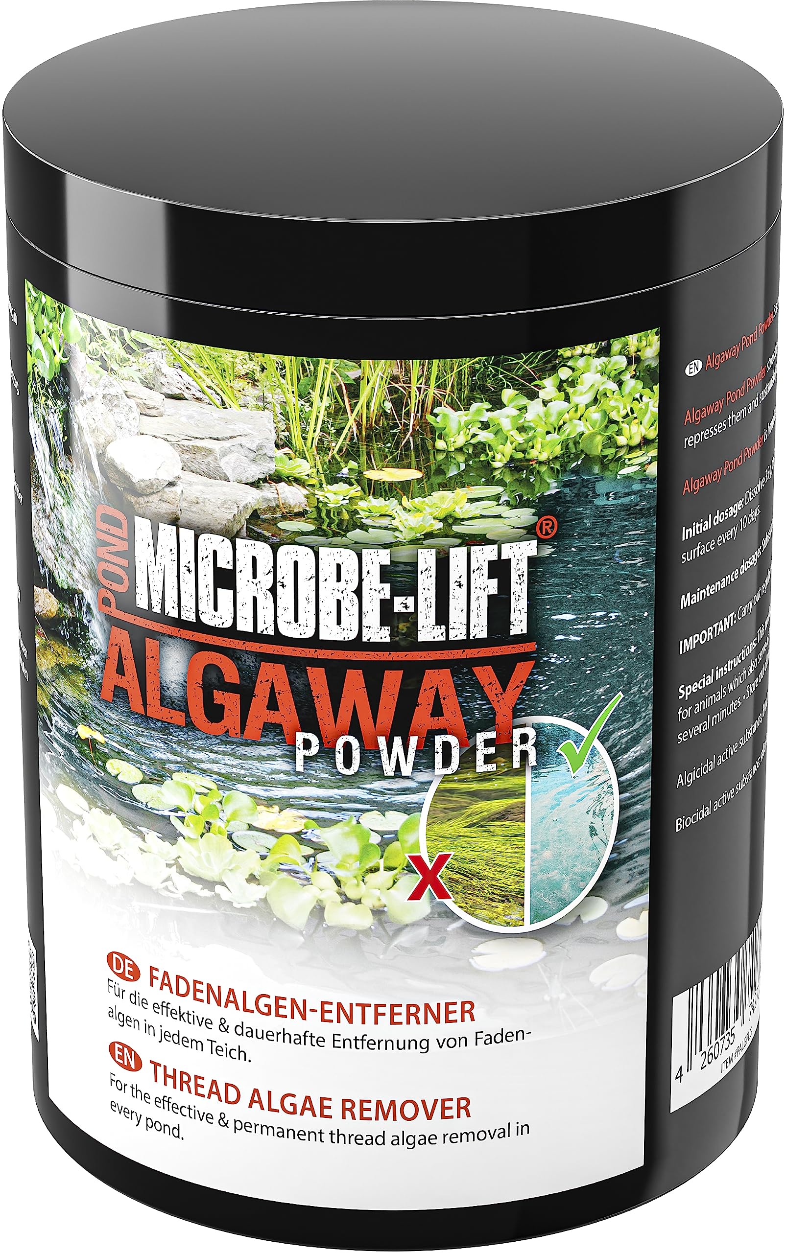 Thread Algae Remover for Ponds, ARKA AlgAway Powder 1000g, eco-friendly algae control for garden ponds, prevents regrowth