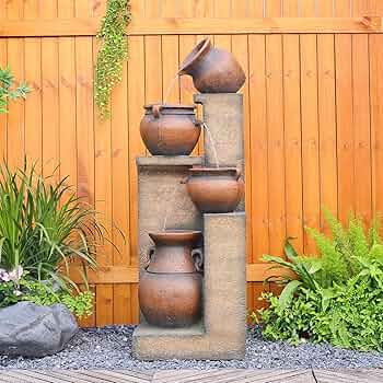 Bumilgar 62CM Tree Stump Solar Water Features With Pump And LED Light