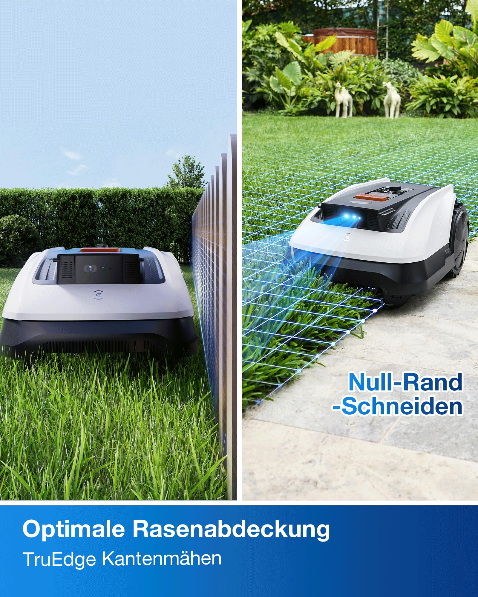 ECOVACS Goat O800 RTK Care Kit Mähroboter Ohne Begrenzungskabel, 800m², LiDAR-Gestützte RTK+Vision Navigation, Rasenmäher Roboter, Auto-Kartierung, Passiert 0,7m Engstellen, Präzises Kantenmähen