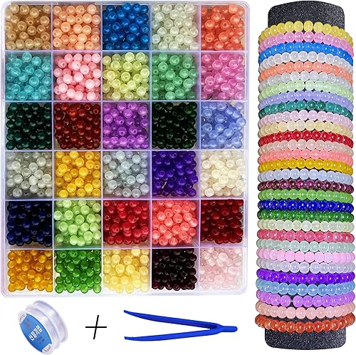 HANGINTHERE El kit de fabricación de joyas de cuentas de cristal de 0.236 pulgadas contiene todos los materiales y herramientas necesarios para