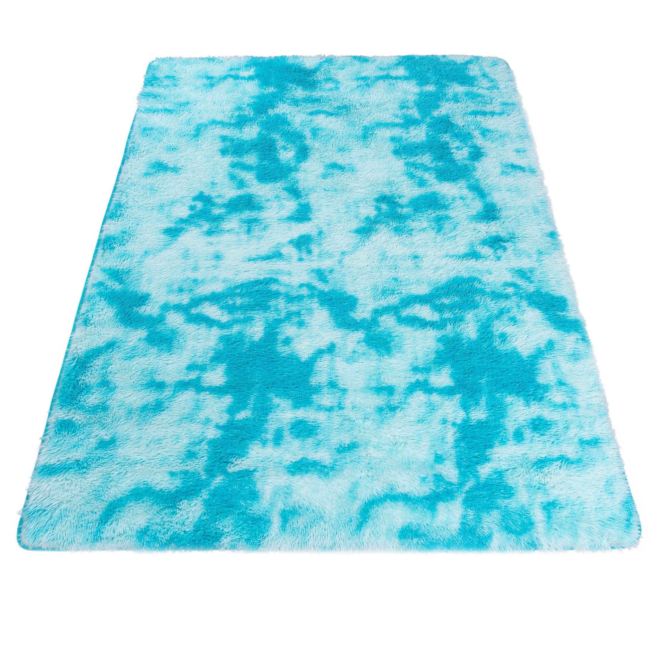 Carpeto Grand Shaggy Tapis Salon 160x230cm Bleu Uni Doux Chauffage au Sol