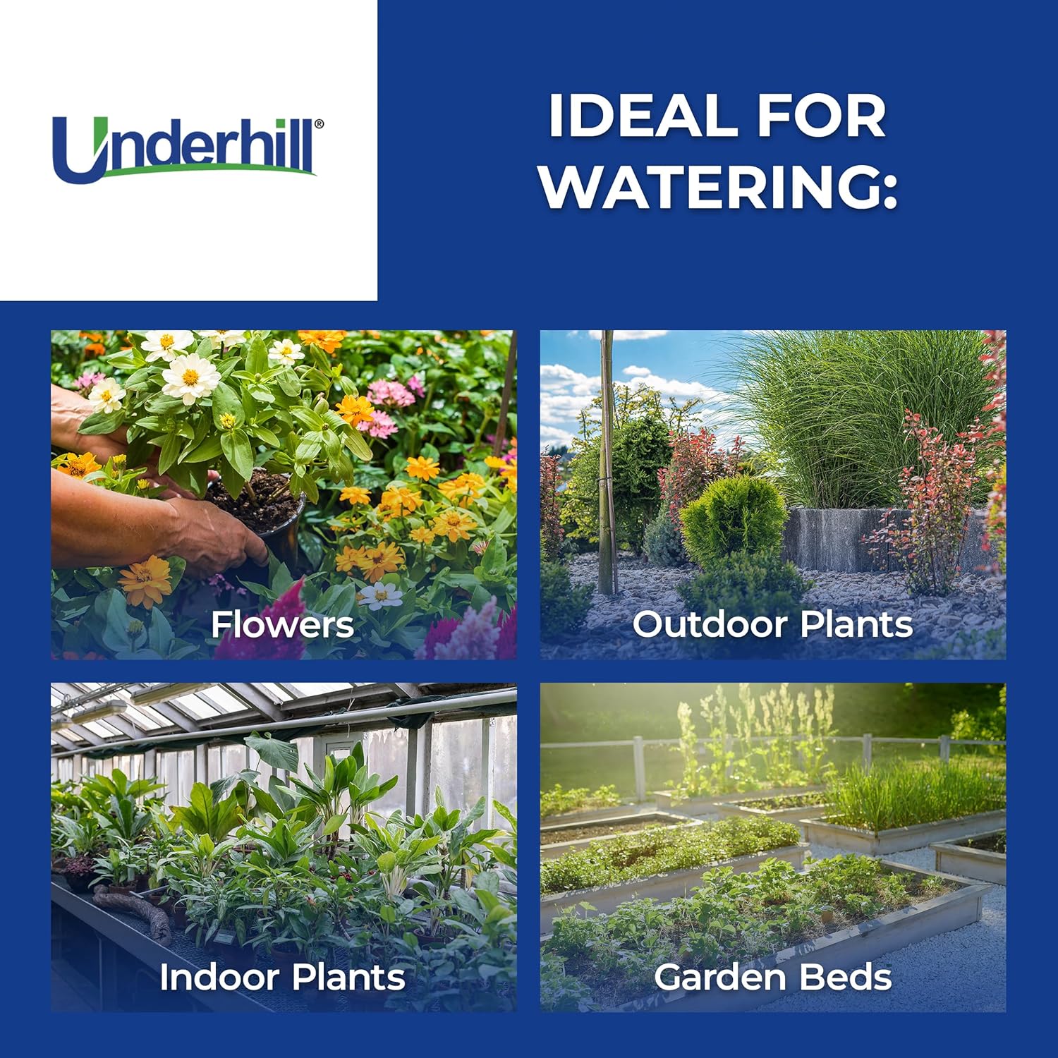 Underhill RainPro™ Gentle Spray Nozzle w/valve - Professional Soft Rain Shower Hose Nozzle with 3 Pattern Options – Unbreakable commercial quality for Gardens, Nurseries & Greenhouses