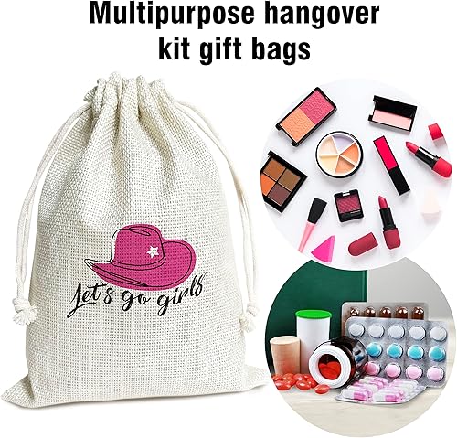 Miniatura 3 de Bolsas para kit de resaca, Let's go Girls con bolsa de regalo con cordón, para despedida de soltera, boda, viajes, fiesta de despedida de soltera,