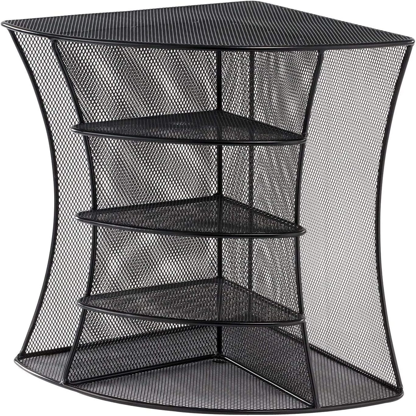 Safco 3261BL Onyx Mesh Corner Organizer - Durable Steel Mesh Corner Storage and Desk Top Organizer. Space Saving, For Home, Office & Classroom Organization, 13" x 15" x 11 , Black