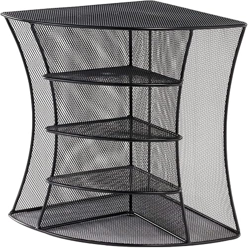 Safco 3261BL Onyx Mesh Corner Organizer - Durable Steel Mesh Corner Storage and Desk Top Organizer. Space Saving, For Home, Office & Classroom Organization, 13" x 15" x 11 , Black