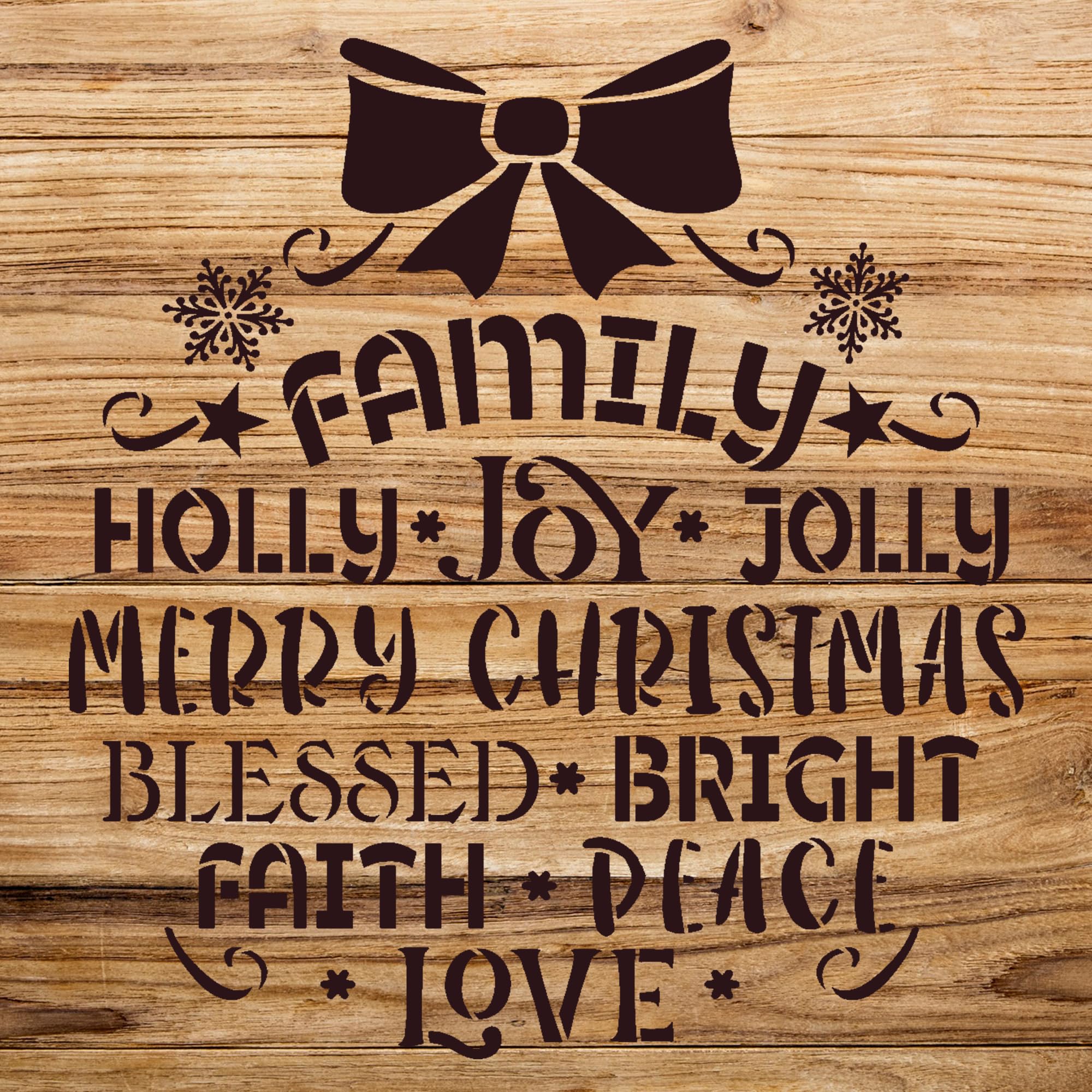 Family Christmas Ornament Word Art Stencil for Holiday Decor, DIY Craft Projects, Perfect for Walls, Wood, and Home Decoration - Size A1 (23.4