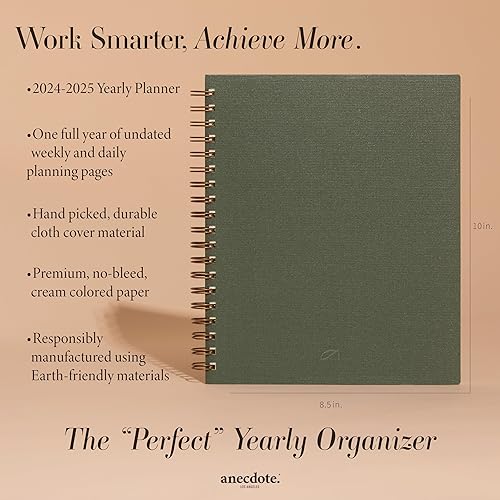 Miniatura 2 de Agenda Anecdote 2024. Agenda 2024-2025 con espiral de 8.5 x 10 pulgadas, semanal, mensual y diaria con una cubierta Buckram de biblioteca, espiral