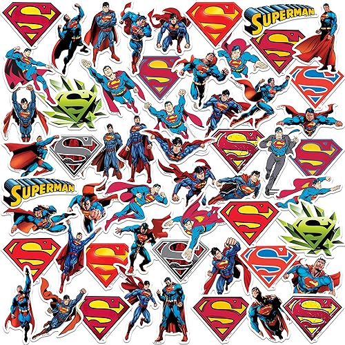 Miniatura 7 de Superman - Paquete variado de calcomanías de vinilo grandes de lujo, para laptop, botella de agua, álbumes de recortes, tableta, monopatín,