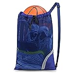 BeeGreen Mesh Drawstring Bag Swim Backpack for Beach Pool Sports Gym Draw String Cinch Bags for Swimming Soccer Basketball Gear Blue