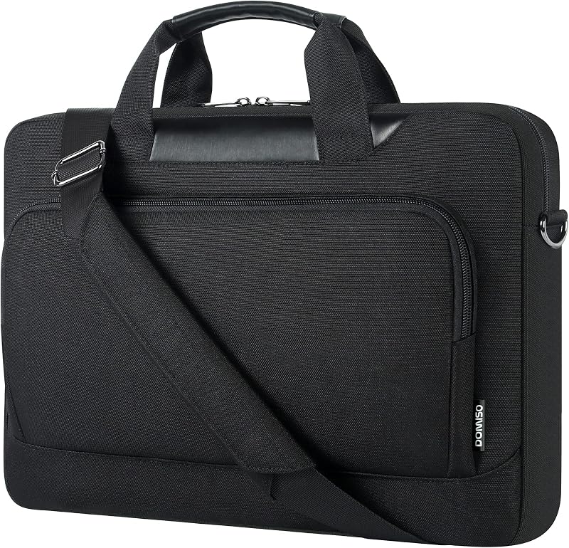 DOMISO 17-17.3 Inch Laptop Bag Large Capacity Shoulder Bag Laptop Case for 17 Inch HP/Dell/Lenovo Waterproof Padded Computer Bag with Handle for Women Men,Black