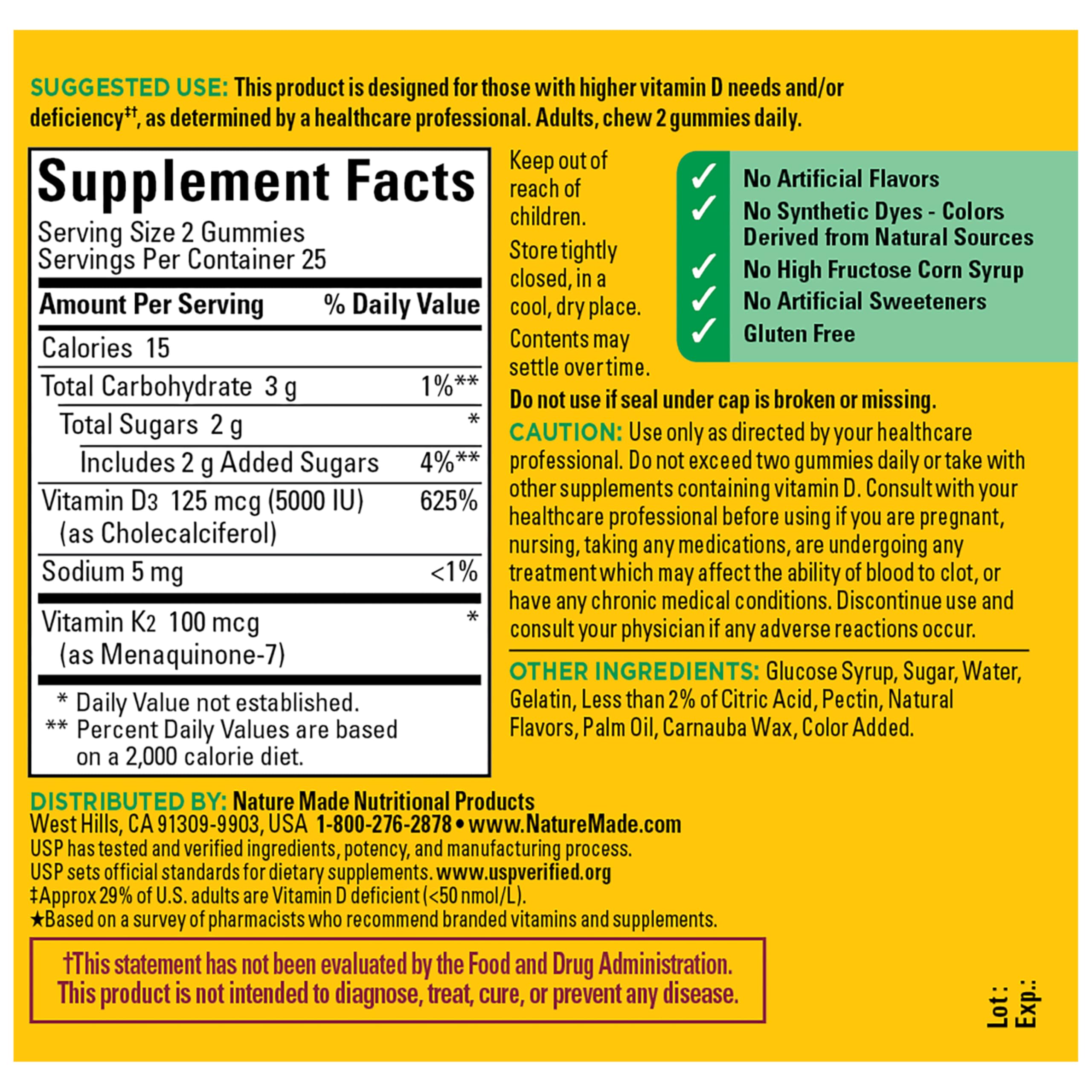 Nature Made Vitamin D3 K2 Gummies, 50 Gummy Vitamins — Amazon image 8