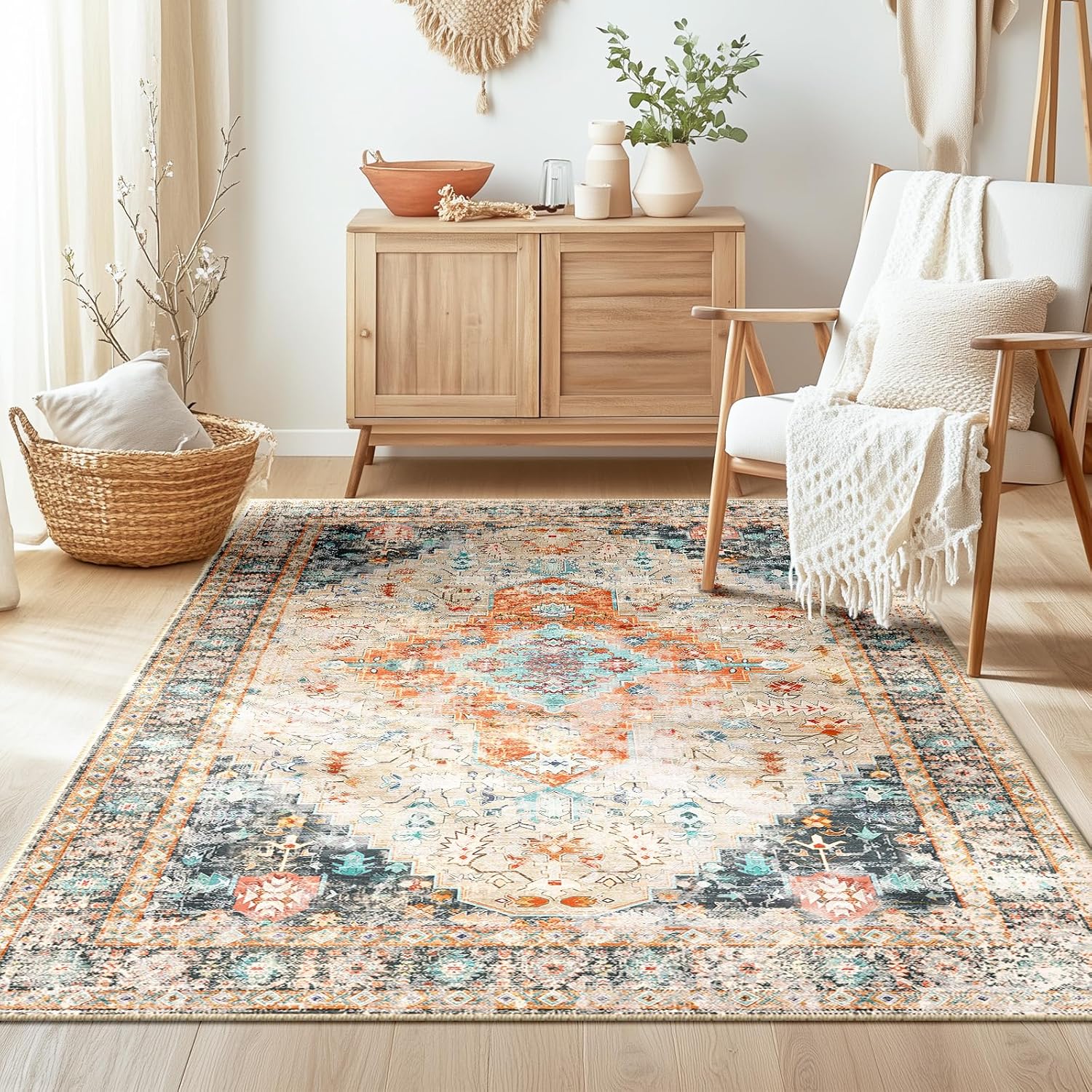 BESTSWEETIE 3x5 Entryway Rug 3 x 5 Boho Rugs Washable Rugs