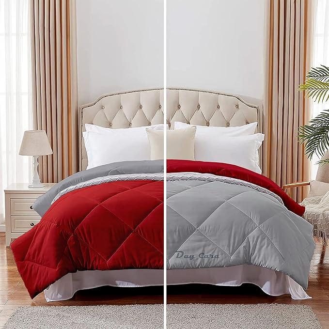 Day Care - Restful Sleep Diamond Stitch Reversible 300 GSM Microfiber Double Bed Comforter for Winter Blanket (90