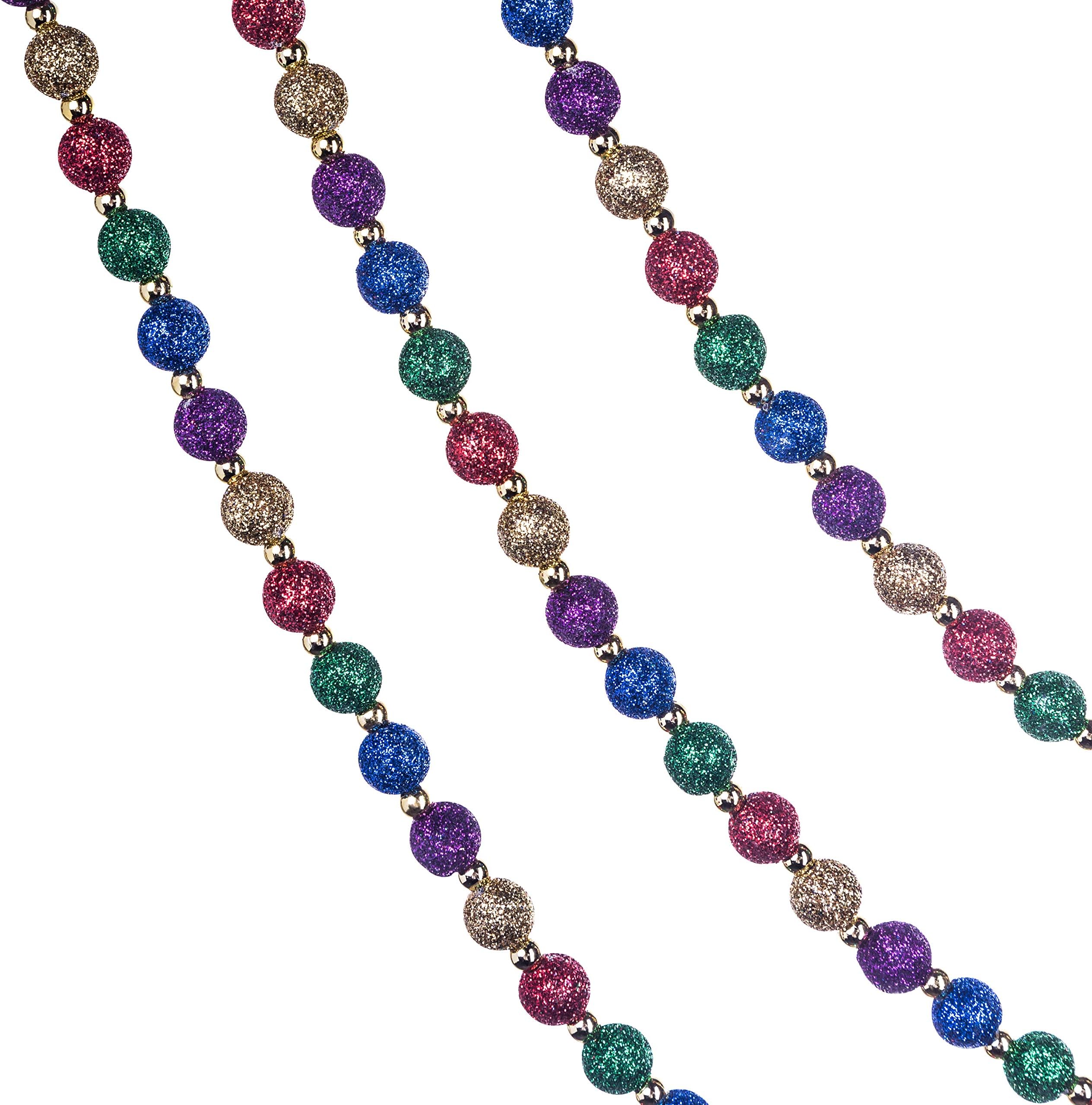 Klikel Red Green and Gold Multi-Color Beaded Garland for Christmas Tree with Glitter - 15 Feet