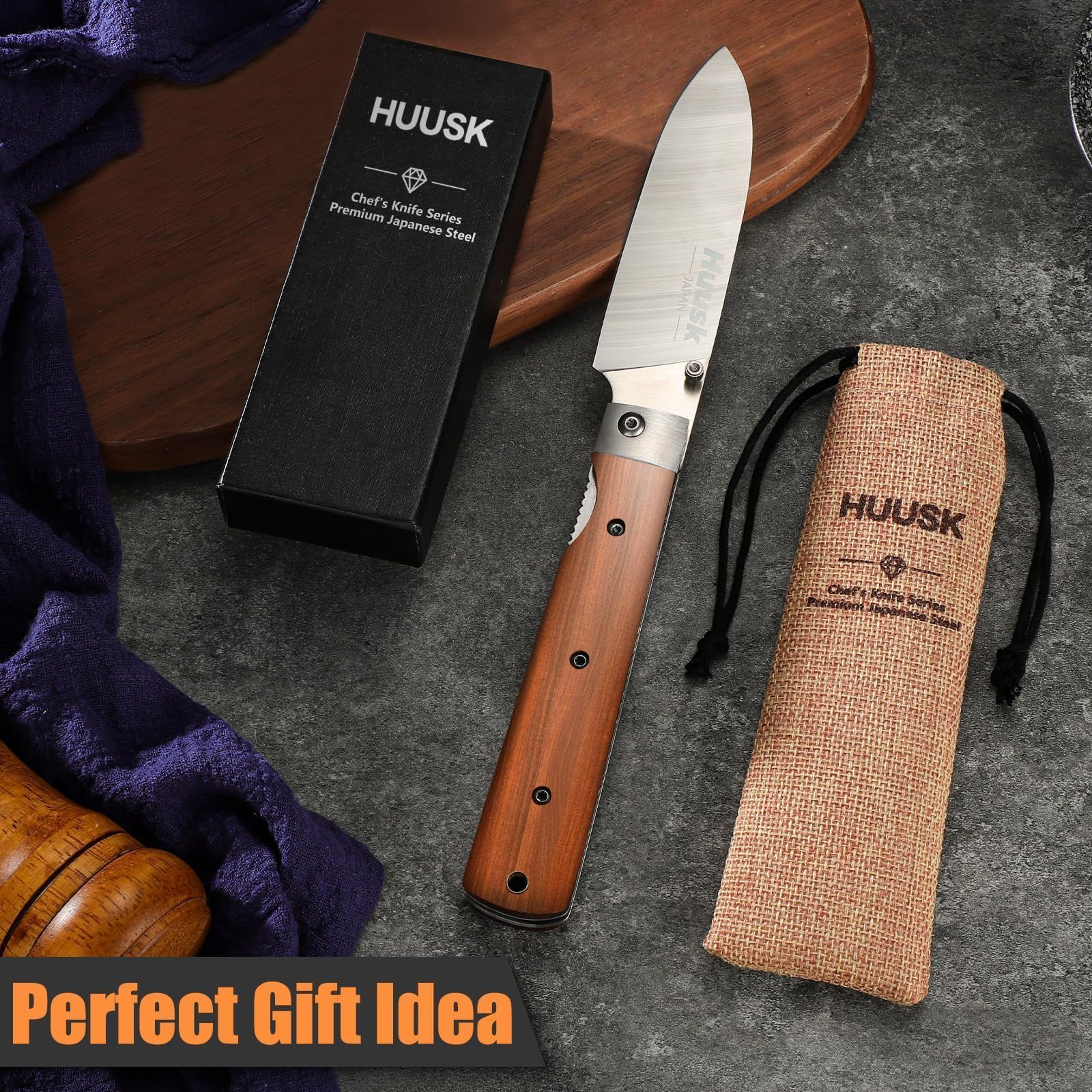 Huusk Folding Chef Pocket Knife-Japanese Santoku Knive, edc Kitchen Knives — Amazon image 7