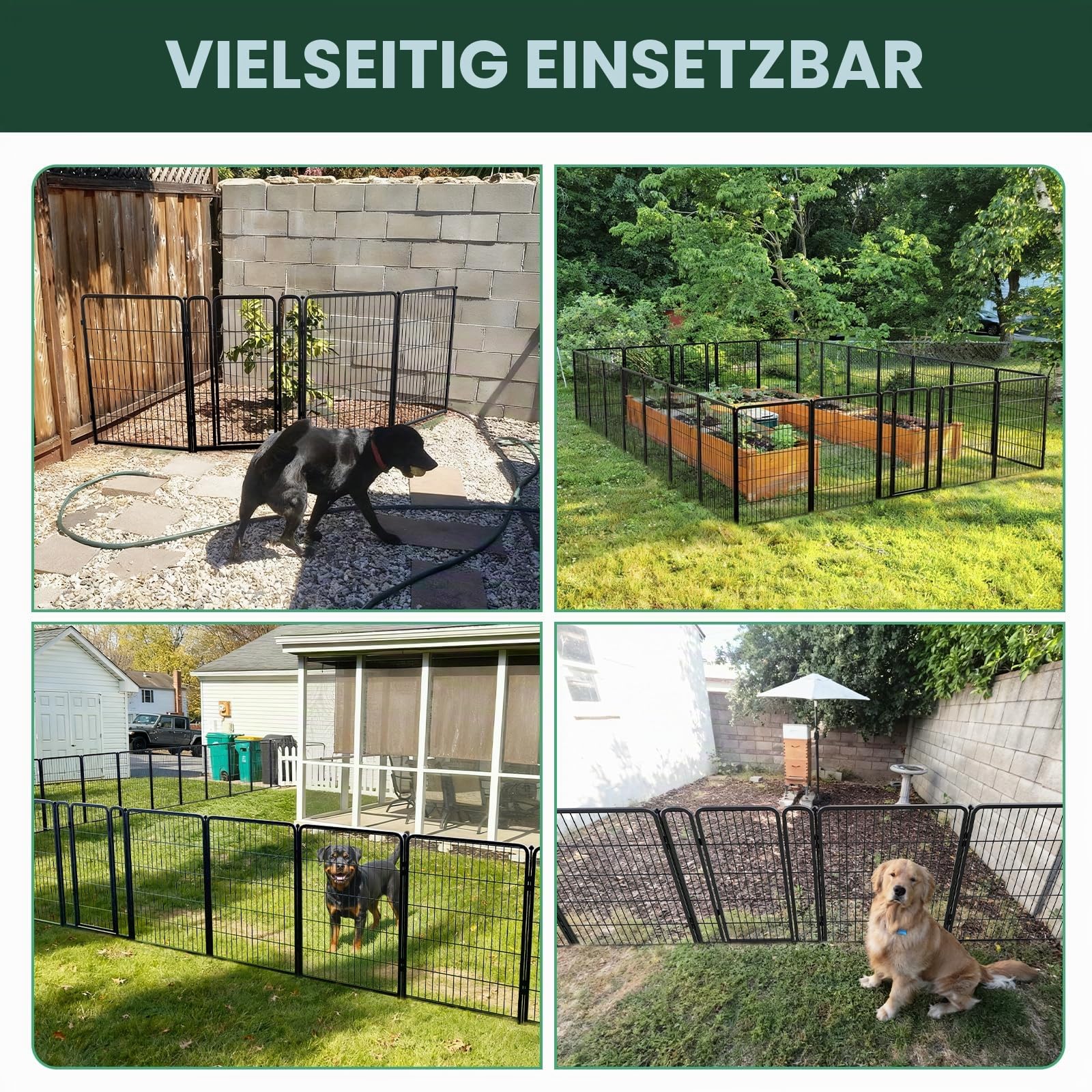 FXW No-Dig Gartenzaun für Hunde, 100 cm x 5,6 m, 8-teilig | Robuste Metallbarriere, Hundefreundlicher Garten, Schutz für Blumenbeete, Flexible Form, Dekorativ