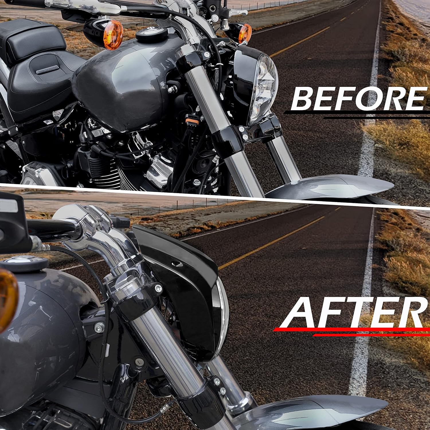 Aluminum Gloss Black Headlight Fairing Cover for Harley Breakout, Aluminum Head Light Bezel Trim Fairing Cowel Cover Kit for Harley Davidson Softail Breakout 2018-2020 Accessories