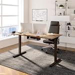 FLEXISPOT EN2 Bureau de standing entier avec bande d'alimentation de pince, 55 x 28 Bureau réglable en hauteur électrique avec gestion de câble (Cadre noir) + 55" Bureau Rustique Brown, 2 Emballages)