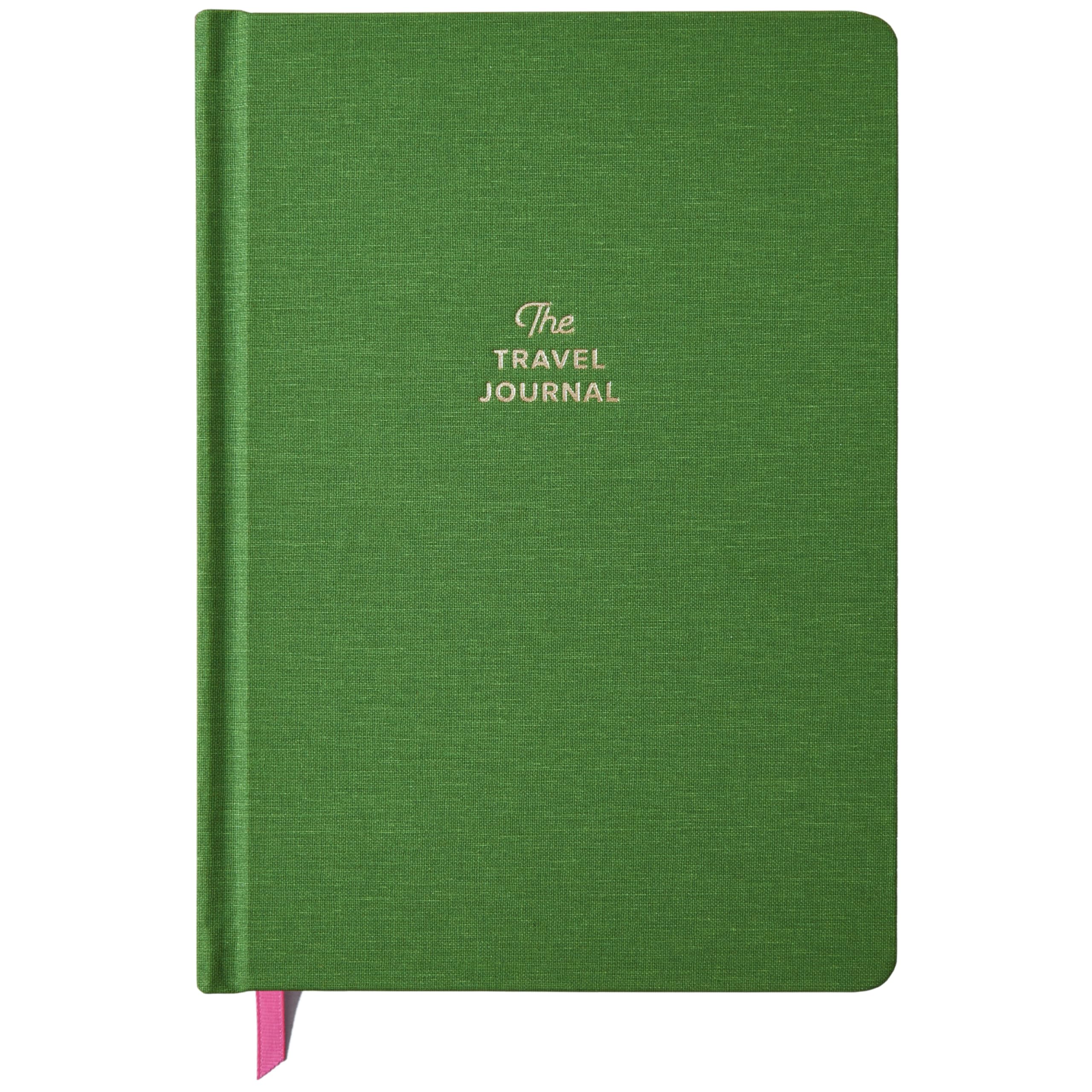 KUNITSA CO. Travel Journal - Guided Notebook for Travelers to Plan & Reflect on Vacations & Trips. Keepsake Travel Gift, Basil Green
