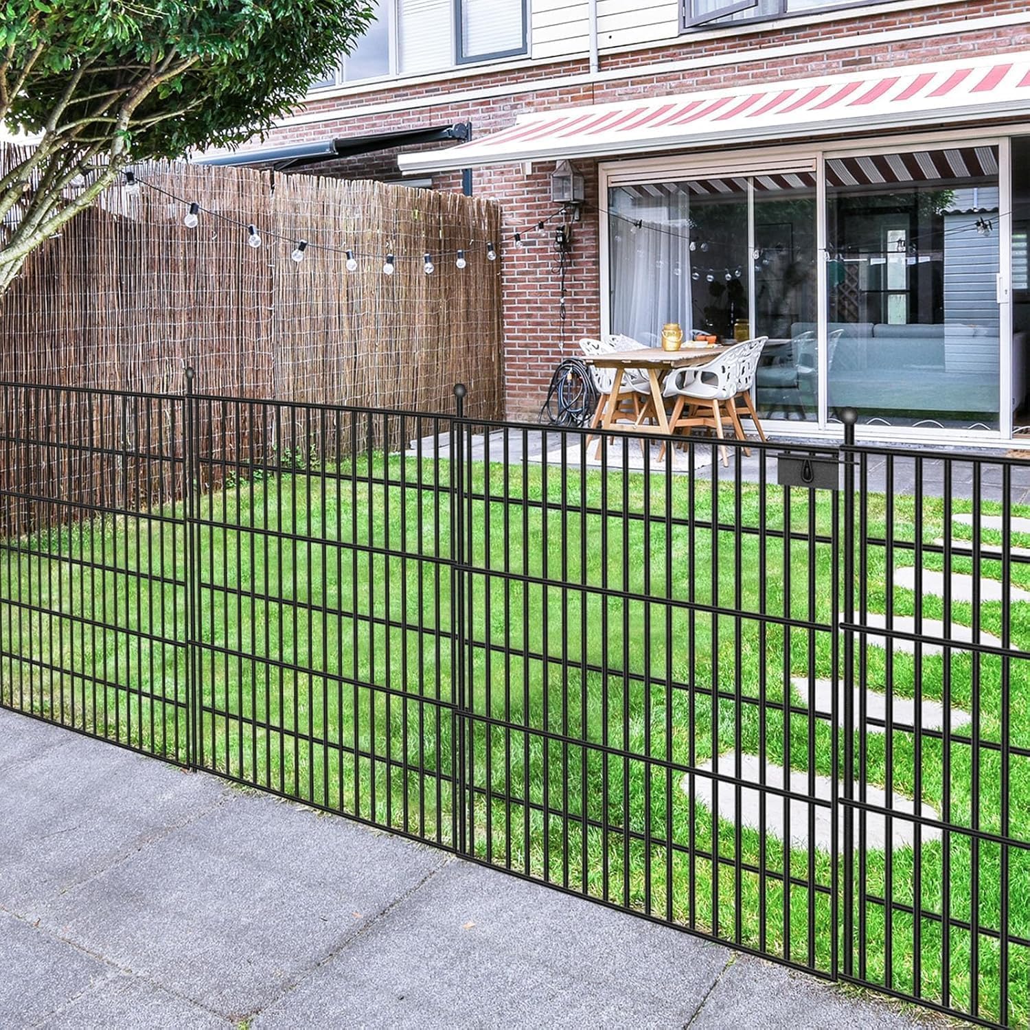 Photo 1 of 15 Panels No Dig Garden Fence with Gate, 32 in(H) X36.3 ft(L) Metal Fence Panels, Thickened Rustproof Garden Fencing, Animal Barrier Fence for Dogs, Rabbits, and Patio