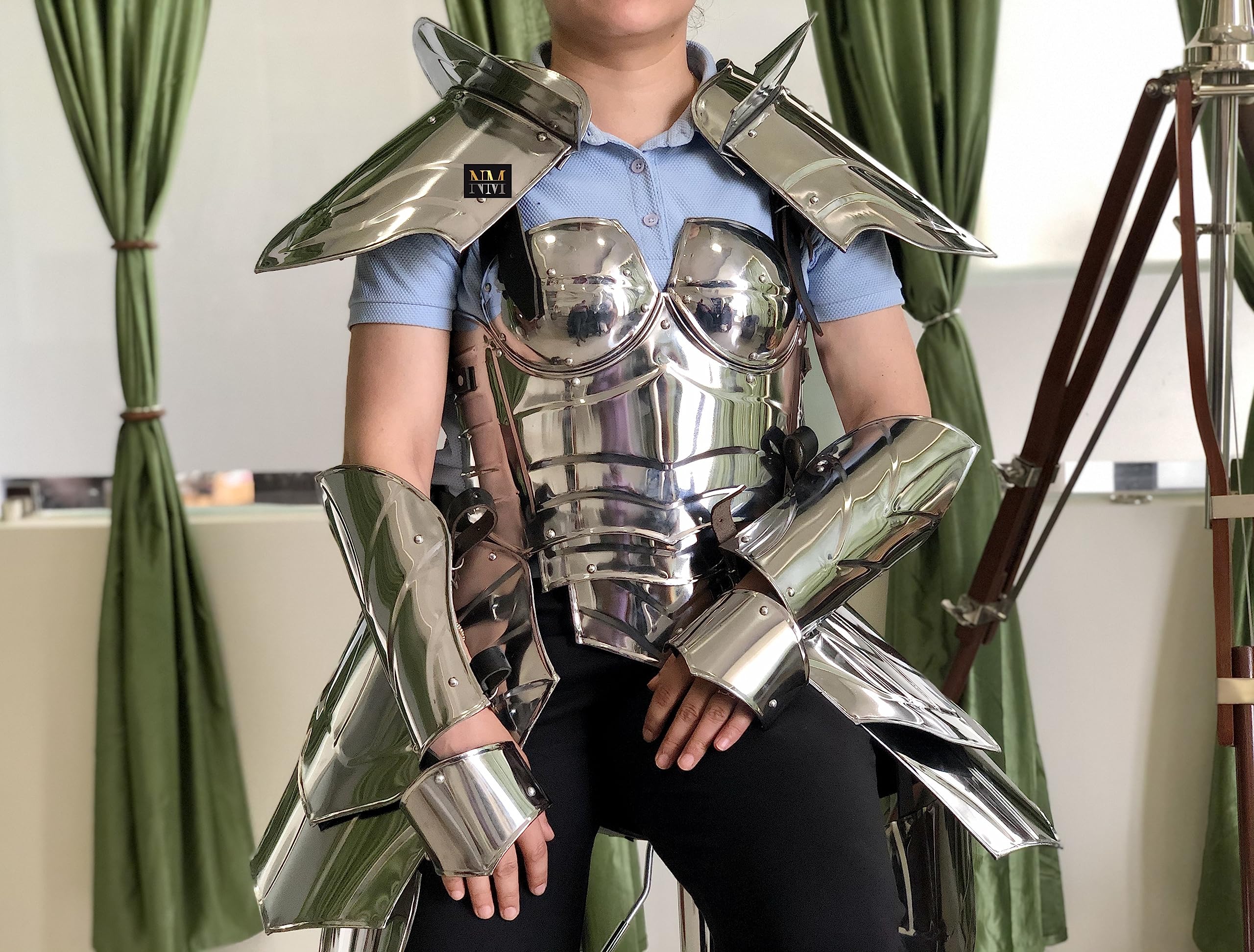 NauticalMart Medieval Warrior Lady Steel Armor Breastplate, LARP Princess Armour Halloween Costume