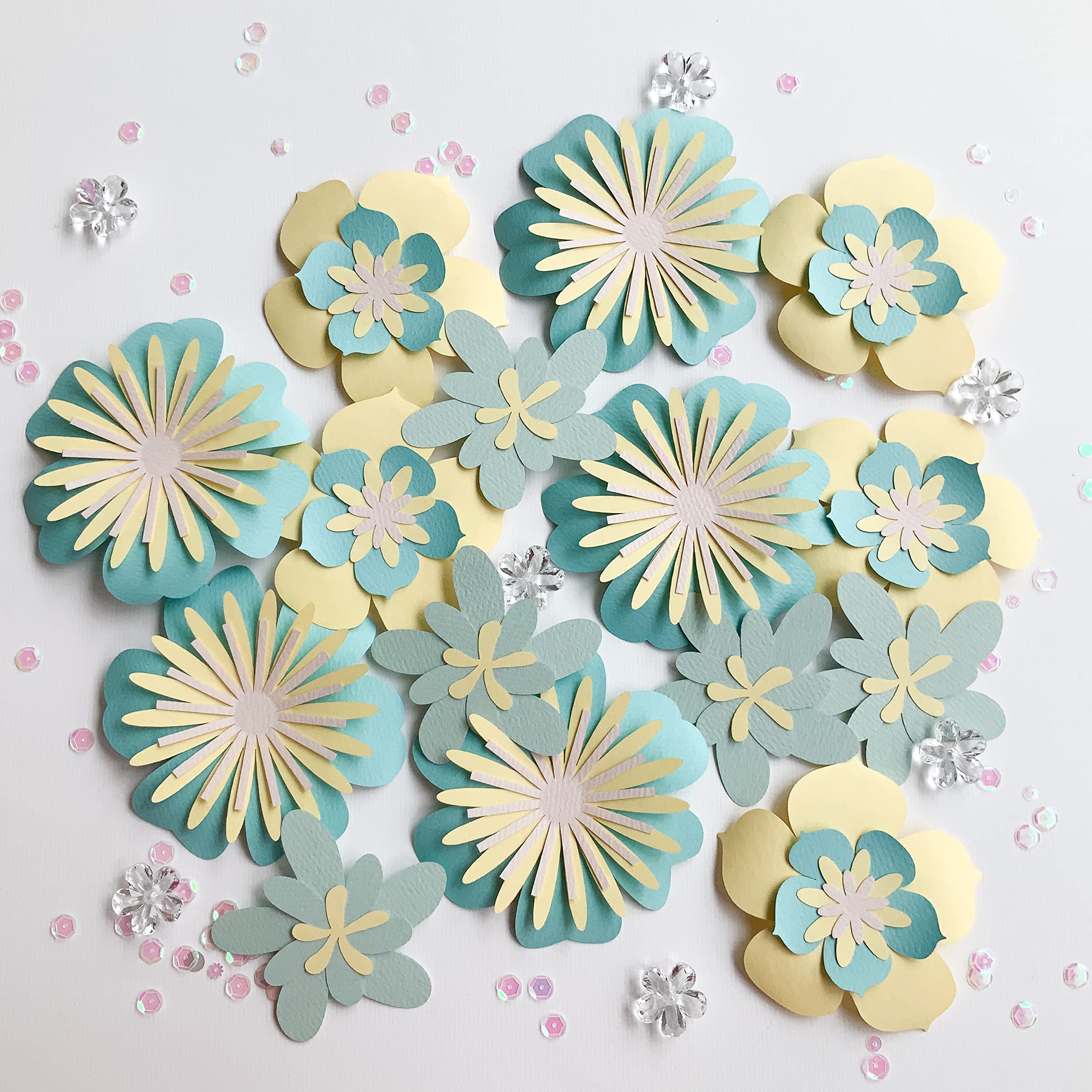 Pinfliers Summer, Flower Theme Birthday Decoration/Girls,Kids,Welcome Home,Baby Shower,Backdrop,Wall/Bunting Flags for Decorations,Banner,Streamers/Ugadi Decor Items/18 Pastel Paper Flowers/60 in 4