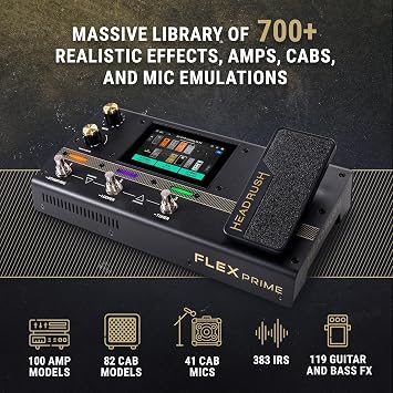 HeadRush Flex Prime Electric Guitar Multi-Effects Pedal | Multi-Effects Processor with Amp Cloner, Looper, Auto-Tune, Wi-Fi, Bluetooth, Touchscreen, Drum Machine, Neural Amp Modeler