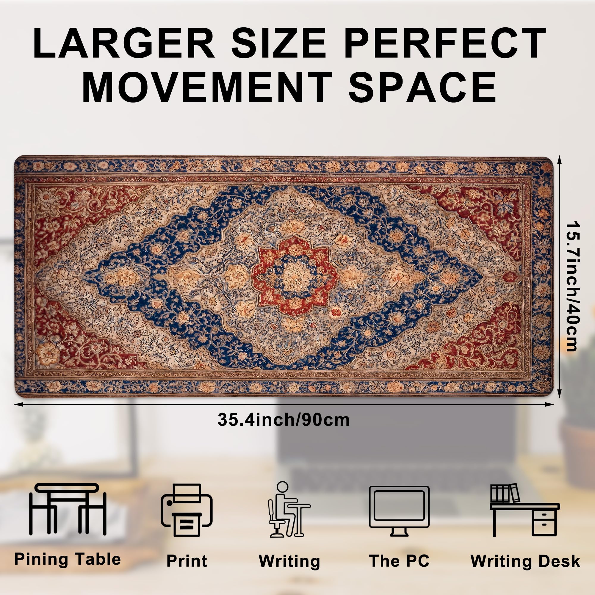 Retro Chess Board Desk Mat,Orange Checker Gaming Mouse Pad Xxl Extended Pad Mat Office Computer Keyboard Non Slip Base Stitched Eges Mousepad 31 5x11 - View #12